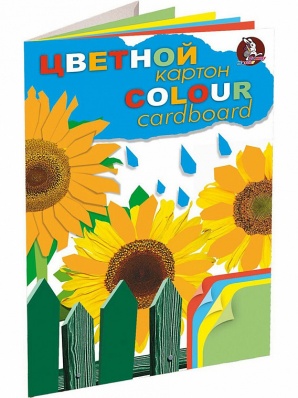 Набор цветного картона "Подсолнухи", А3, 200г/м2, 12л, 4цвета