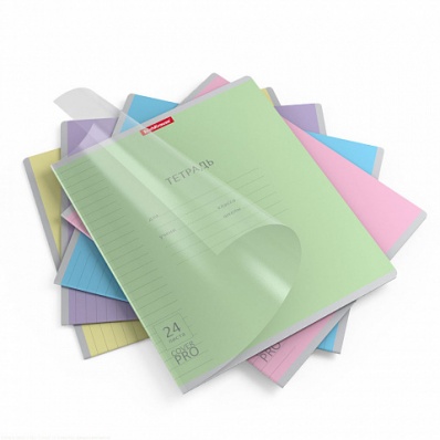 Тетрадь 24л. лин. "CoverPro"  с пластик. обложкой  ассорти ЕК 56375