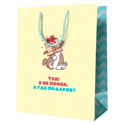 Пакет бум./ламин. 18*23*10см  "А где подарок?" MS_52143