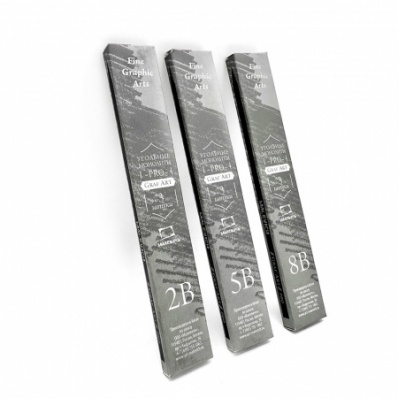 Набор монолитных угольных карандашей Малевичъ GrafArt PRO, 8B, 3 шт.