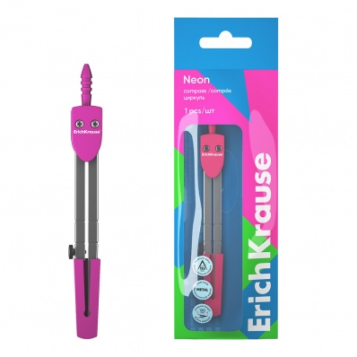 Циркуль "Neon"  металл, 120мм, розовый ЕК 61282