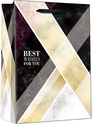 Пакет бум./ламин. 26,4*32,7*13,6см "Мраморные узоры с золотистым" ППК-3396