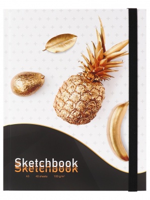 Скетчбук А5 40л "Золотистый плод" на резинке 100г/м2  С40-3056