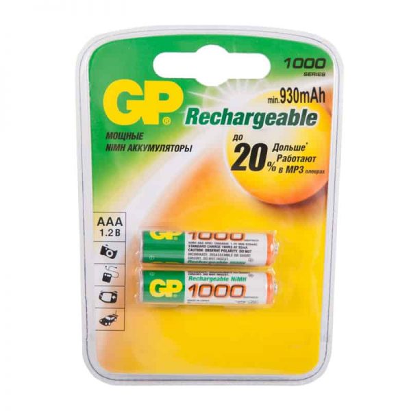 Аккумулятор GP  R03, AAA, 1000mAh, в блистере 2шт.