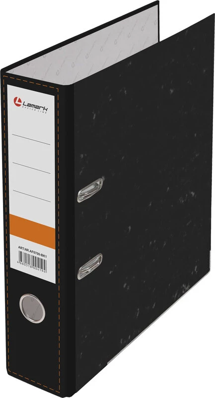 Регистратор А4 75мм мрамор. черный, с карманом, нижний метал. кант. AF0700-BK1