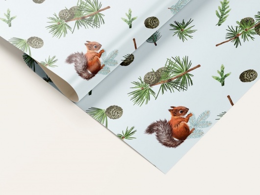 Бумага упаковочная 70*100см "Белочки и веточки" УБ-6513