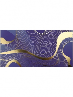 Конверт для денег, фольга  (фиол.+золотая абстракция)