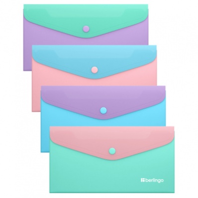 Папка-конверт с кнопкой С6 "Haze" Berlingo, с цветным клапаном, ассорти EFb_С6925