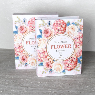 Фотоальбом 200 фото 10х15 Цветы / 9341 /уп 36/ (Розовый)