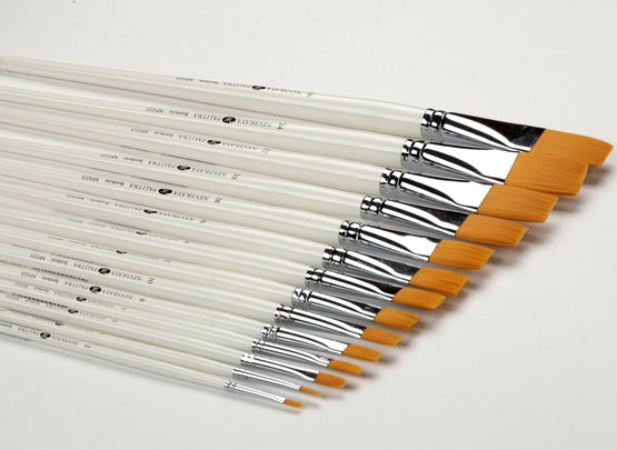 Кисть синтетика №14 плоская "Невская палитра", длинная ручка