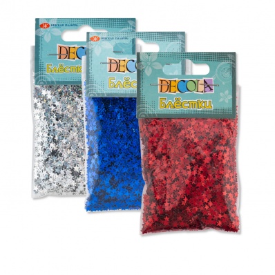 Блестки декоративные звезды Декола, красный радужный, 4мм, 20г