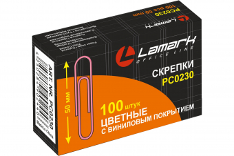 Скрепки 50мм цветные 50шт/уп. Lamark РС0230