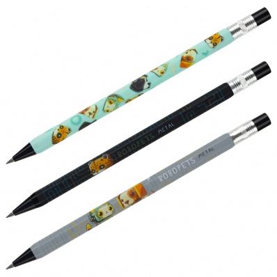 Карандаш автом. 2мм MESHU "Robopets",  ассорти, с точилкой    MS_53321