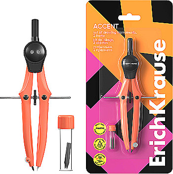 Готовальня  Accent, со сменным грифелем, оранжевая   EK  63584