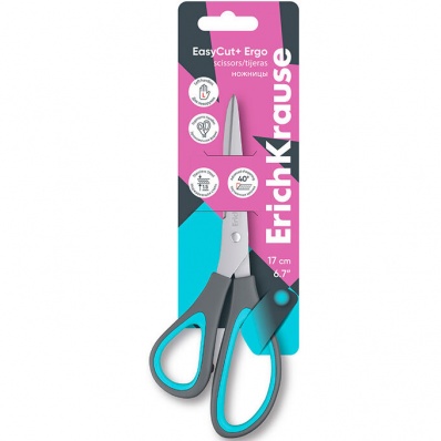 Ножницы для левшей 17см "EasyCut+Ergo" ассорти  ЕК 60841