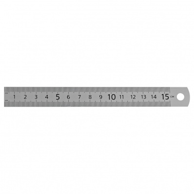 Линейка 15см стальная, ПВХ чехол ЛН-30530