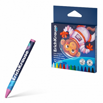 Мелки восковые 12цв. "Kids Space Animals", трехгранные  ЕК 62945