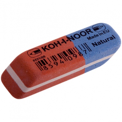 Ластик каучук KOH-I-NOOR 6521/80, скошенный, комбинированны 40*14*8мм