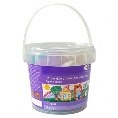 Мелки д/асфальта фигурные Гамма "Малыш", камешки, в ведерке  12шт  150220218