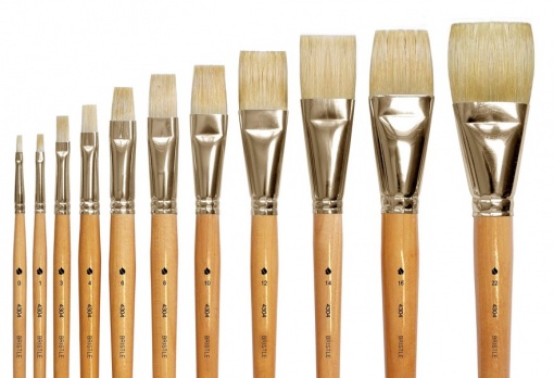 Кисть щетина пл. № 1 отбел., ал., б/цв. лак   4304201