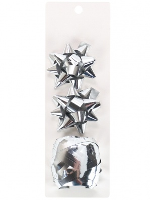 Набор для оформления подарков "Серебрянный", 2банта+лента  Бл-0372