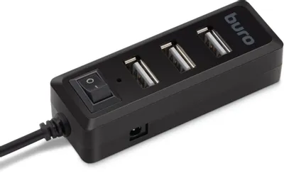 Хаб (разветвитель) Buro BU-HUB4-0.5L-U2.0, черный