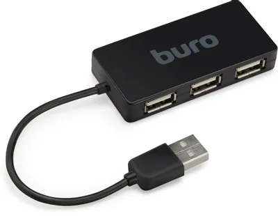 Хаб (разветвитель) Buro BU-HUB4-U2.0-Slim, черный