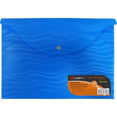 Папка-конверт с кнопкой А4 "Lamark. Волна" синий РЕО444