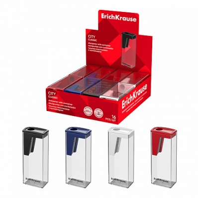 Точилка 1отв., с контейн. City, Classic ассорти ЕК 60021