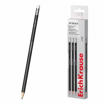 Карандаш ч/г НВ "Jet Black" с ластиком   ЕК 45605