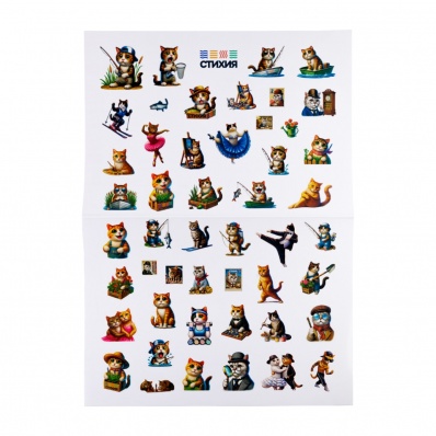 Набор стикеров "Котики & хобби" А3