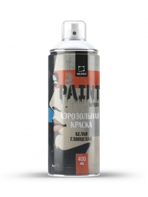 Краска в аэрозоли Малевичъ, белая, глянцевая 400мл