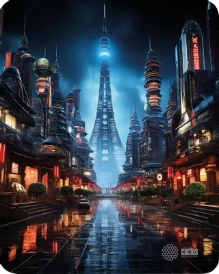 Коврик для мыши Cactus City рисунок, ткань, 300х250х3мм