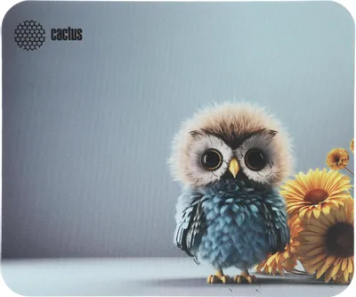 Коврик для мыши Cactus Owl gray рисунок, ткань, 300х250х3мм