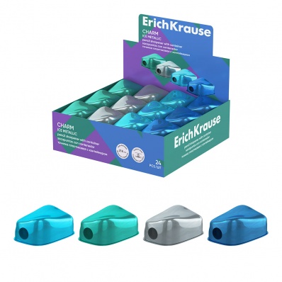 Точилка 1отв., Charm, Ice Metallic, с контейнером, ассорти  ЕК 60032