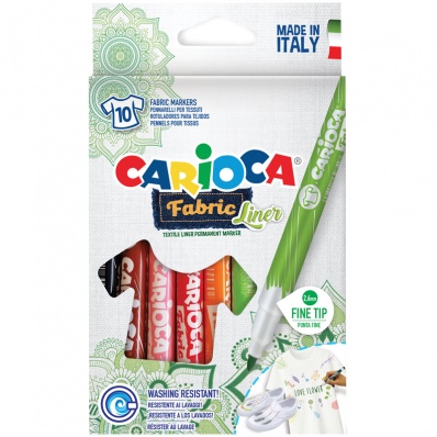 Набор фломастеров для ткани Carioca "Fabric Liner" 10цв