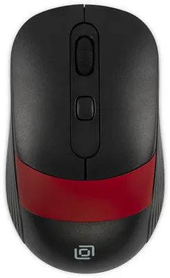 Беспроводная оптическая мышь Oklick 310MW, радио, оптическая, USB, 3200dpi, черный и красный