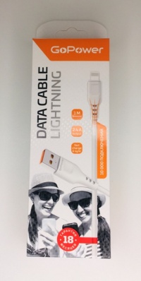 Кабель GoPower GP01L USB (m)-Lightning (m) 1.0м 2.4A ПВХ белый 61392