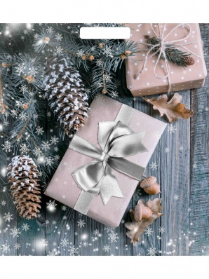 Пакет с вырубной ручкой 38*45см "Новогодние подарки", 60мкм  н00223879