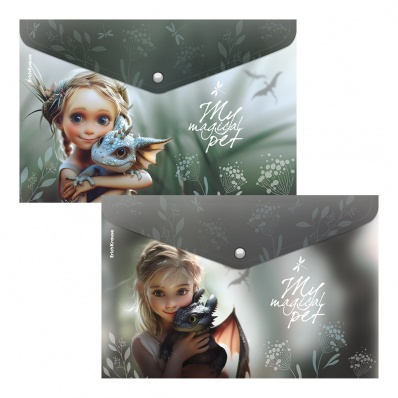 Папка-конверт с кнопкой А4  Magic Pet  ассорти ЕК 63509