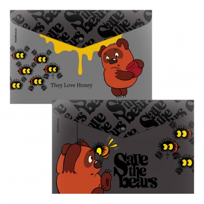 Папка-конверт с кнопкой А4  Винни-Пух ассорти ЕК61152