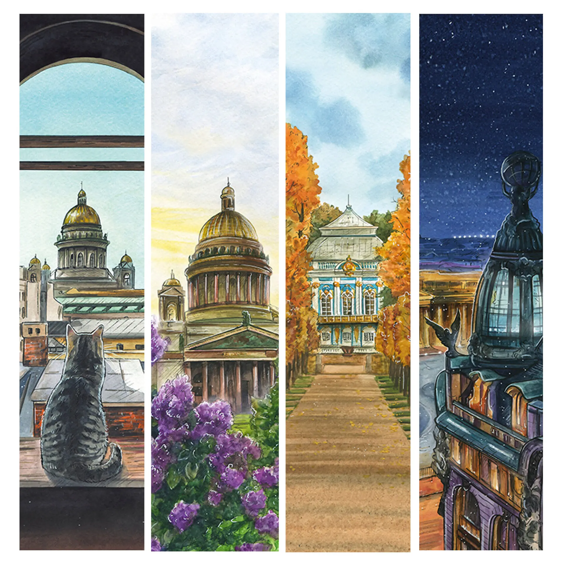 Закладки картон. "Санкт-Петербург"  4шт. ЗК40313