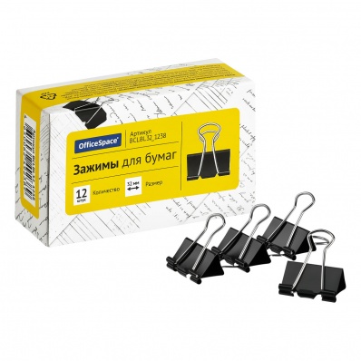 Зажим д/бумаг 3,2см 12шт/уп. черный OfficeSpace ВCLBL32_1238