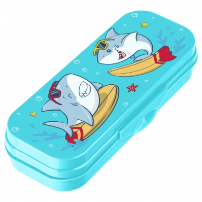 Пенал пласт. СТАММ "Акулы", голубой  ПН-31470