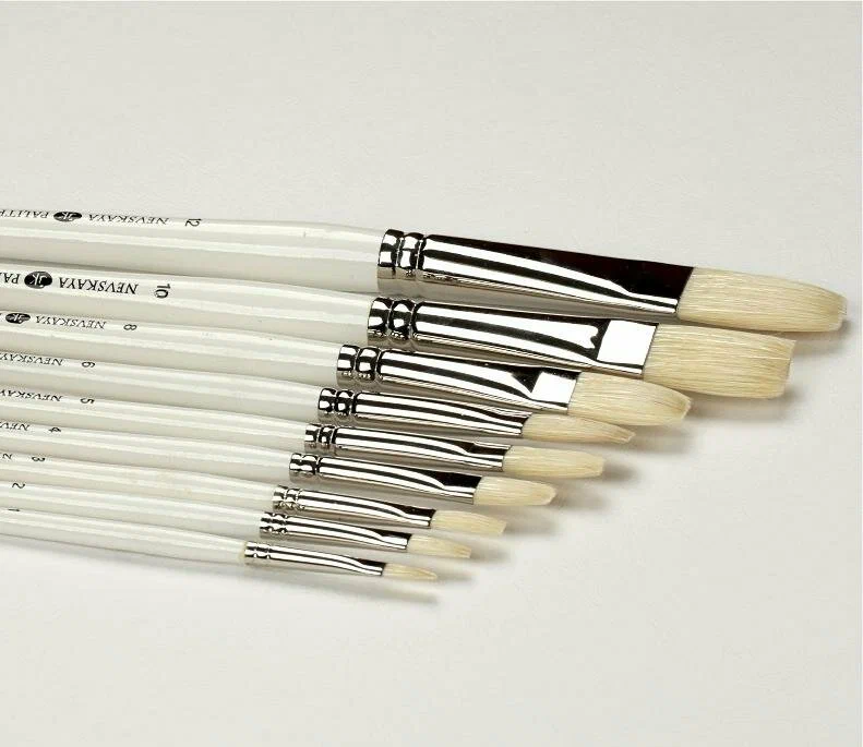 Кисть щетина плоская №10, "Невская Палитра"  (10мм)