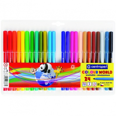 Фломастеры 24цв. Centropen "Colour World" смываемые  7 7550 2484/7 7550 2