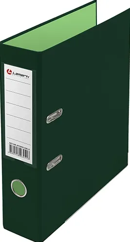 Регистратор А4 75мм зеленый/св.зеленый "Lamark" PVC, двусторон., метал. окант. карман   900