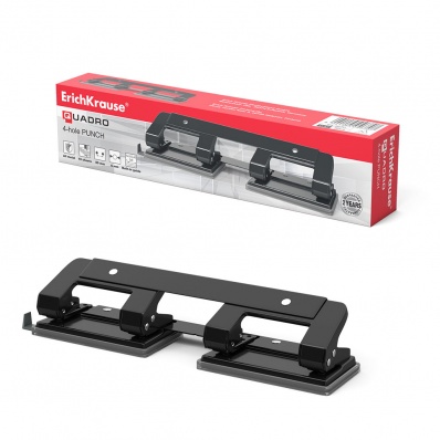 Дырокол на 10л. "Quadro Classic" на 4 отверстия, черный  ЕК 4670