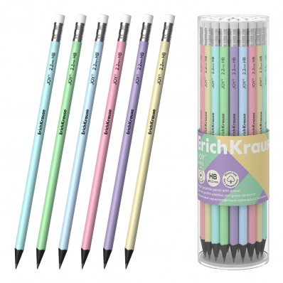 Карандаш ч/г HB с ластиком пластик. Pastel  EK 55272