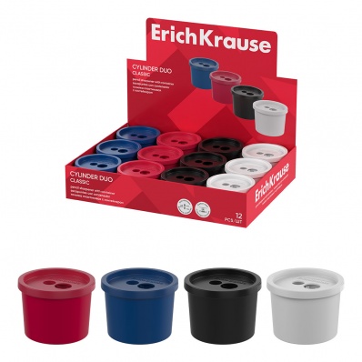 Точилка 1отв., с контейн. Cylinder Duo, Classic ассорти ЕК 60060